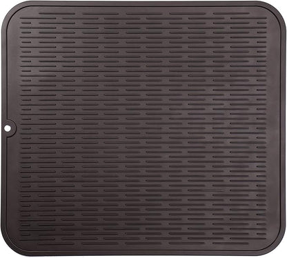 MicoYang Silicone Dish Drying Mat for Multiple Usage,Easy clean,Eco-friendly,Heat-resistant Silicone Mat for Kitchen Counter or Sink,Refrigerator or Drawer Liner Coffee 2XL 24 inches x 18 inches