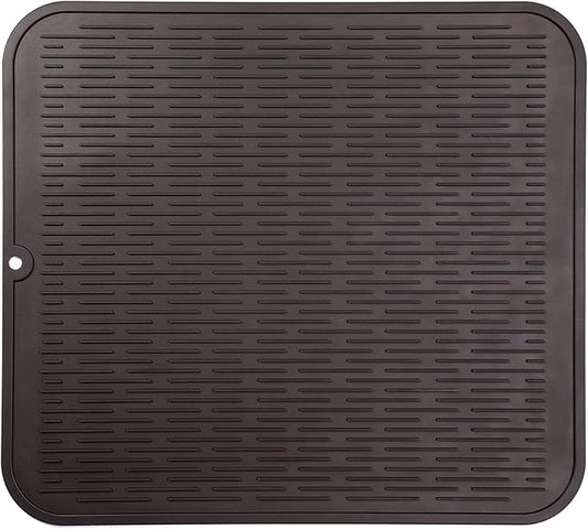 MicoYang Silicone Dish Drying Mat for Multiple Usage,Easy clean,Eco-friendly,Heat-resistant Silicone Mat for Kitchen Counter or Sink,Refrigerator or Drawer Liner Coffee 2XL 24 inches x 18 inches