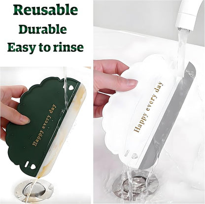 Squeegee Bathroom Glass Door Cleaning Scraper with Hanging Hook, Silicone Mini Kitchen Countertop Squeegee, Water Wiper Scraper for Sink Tiles Cleaning Tools (Cloud 3PCS)
