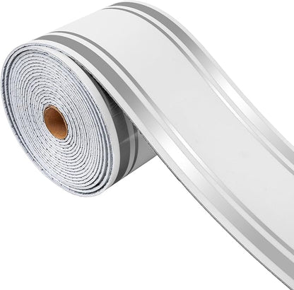 Thick Peel and Stick Baseboard Trim, 3.93" x 196.8" Wallpaper Borders, PVC+XPE Self-Adhesive Mirror Border for Interior Decor, Bathroom, Kitchen & Living Room, 1 Roll
