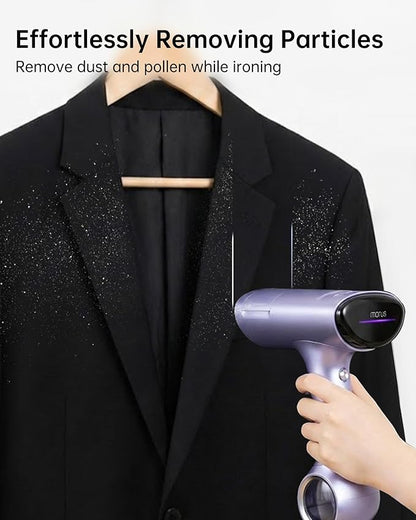 Morus Vacuum Steamer for Clothes, 3600Pa Suction Handheld Clothes Steamer, Remove Dust, 1200W Portable Steamer for Home and Travel, Steamer ＆ Iron 2 In 1, 170ml Water Tank (110-120V)