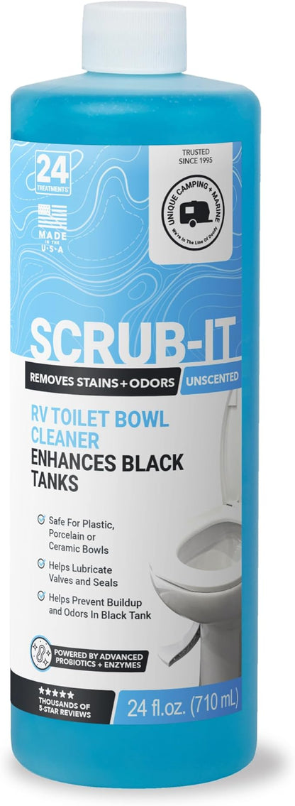 Unique Scrub-It RV Toilet Bowl Cleaner Liquid - Helps Remove Stink, Stains and Debris - Safe on All Toilet Types (24 oz) Amazon Exclusive Packaging
