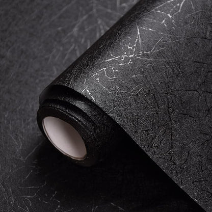 Cohoo Home Black Silk Peel and Stick Wallpaper for Bedroom Solid Black Textured Contact Paper for Cabinets and Drawers Self Adhesive Removable Wallpaper for Bedroom Embossed Waterproof 15.7inW 393inL