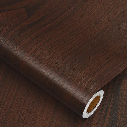 Heroad Peel and Stick Wallpaper Wood Contact Paper Red Brown Wood Grain Contact Paper Wallpaper Thicken Textured for Cabinets and Drawers Countertops Waterproof Self Adhesive Vinyl 17.5" x 393"