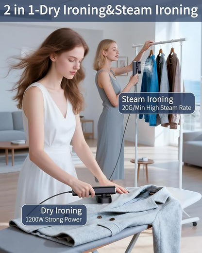 Clothes Steamer, 1200W Clothing Steamer, Hand Held Steamer Fast Wrinkle Removal, Lightweight Mini Clothes Iron, Travel Steamer for Clothes, Compact Hand Steamer for Home- Black, 110-120V