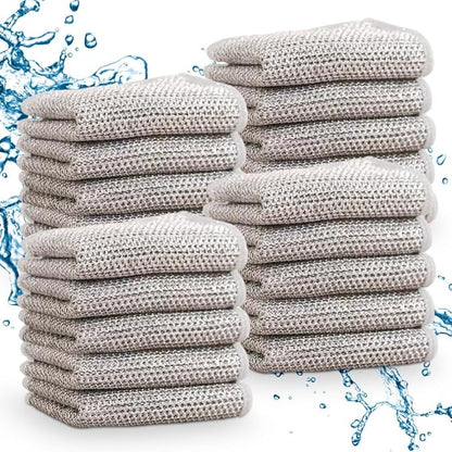 Multipurpose Wire Dishwashing Rags for Wet and Dry, 2024 New Non-Scratch Wire Dishcloth Scrubbing Wire Dishwashing Rag, Reusable Metal Wire Dishwashing Cloth for Home Kitchen Cooktop (20)