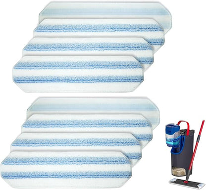 8 Pack Replacement Pads for O Cedar H2prO Flat Mop System, Flat Pads for Ocedar Flat Mop System, Machine Washable/ Reusable, Powerful Stain Removal, for Hardwood, Tile, Marble, laminate floors.