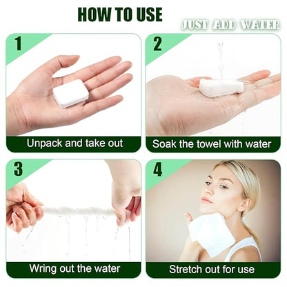 Compressed Towel Tablets Thicken, 20 Pack Disposable Face Towel, Individually Wrapped Reusable Washcloths, Compact Clean Towels Mini Portable for Travel Guests Baby Dog Camping Beauty(Green)