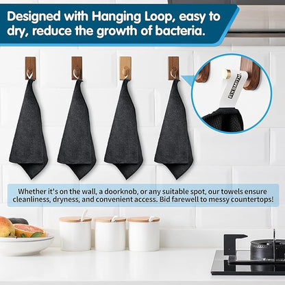 FIXSMITH Black Microfiber Cleaning Cloth -Pack of 24, Highly Absorbent Cleaning Rags, 16"X12" All Purpose Cleaning Towels for Housekeeping, Kitchen, Car, Lint Free and Reusable Microfiber Towels