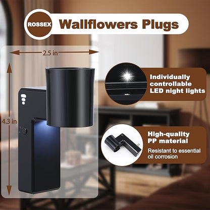 ROSSEX 4 Pcs Wall Fragrance Plug in with Night Light Compatible with Bath and Body Works Wallflowers, with 3-Speed Adjustable Fragrance Essential Oil Diffuser for Home, Black