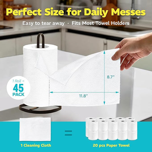 90 Pack Plant-Based Microfiber Cleaning Cloth Rolls, Washable & Reusable Paper Towels for Kitchen, Ultra Absorbent, Scratch Free, Lint Free, Cleaning Supplies, 8.6" x 11.8" (2 Rolls)