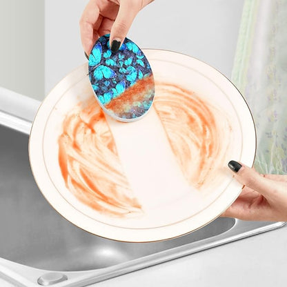 Butterfly Kitchen Scrub Sponges, Pop-up Kitchen Cleaning Sponges Reusable Dish Washing Sponges for Bathroom Household Cleaning 3 Pack - Non Scratch Scrubber