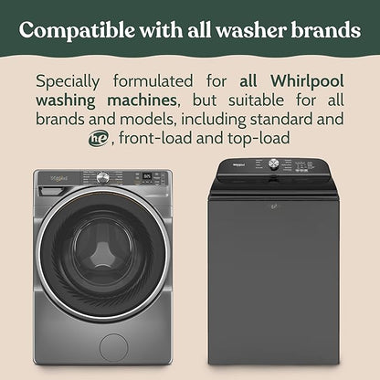 Roobi Washing Machine Cleaner Tablets. Compatible with Whirlpool and All Washing Machine Brands and Models. Septic Safe Deep Clean Formula. Carbon-Neutral 24-Pack Cleaning Tablets.