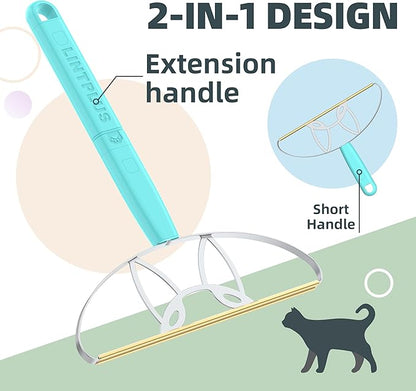 MAX & Pro LINTPLUS Pet Hair Remover Bundle-2-in-1 Adjustable & Fixed Handle Duo, Large + Compact Tools for Carpets, Furniture, Cars, and Tight Spaces