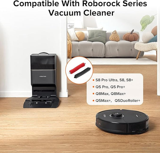 roborock Dual Main Brush Replacement for S8, S8+, Q5 Pro, Q5 Pro+, Q8Max and Q8Max+ Robot Vacuum Cleaner, Two Roller Brushes Included, Roller Brush Accessories Kit