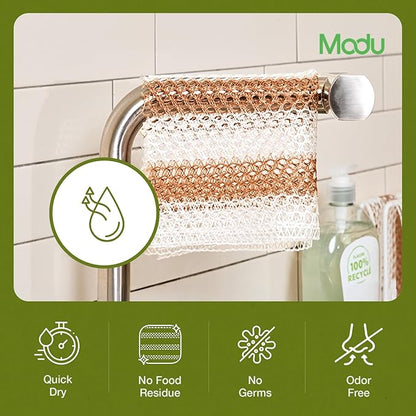 Modu 6 Pack EcoCorn Dish Sponges Scrubbers – 100% Corn Fiber, Biodegradable Kitchen Scrub Pads for Multipurpose Household Cleaning, Odor-Free, Plastic-Free Kitchen Mesh Net (Thin & Foamy 6 Count)