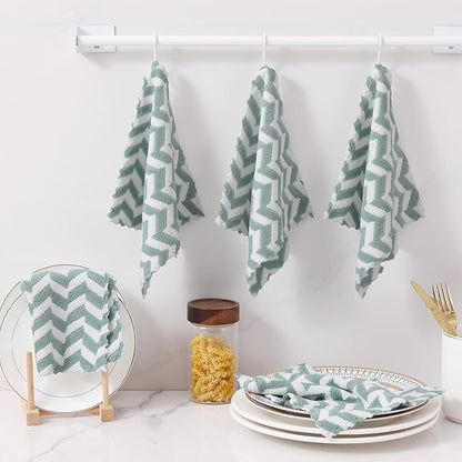 Homaxy 12 Pack Kitchen Dish Cloths, Ultra Soft and Absorbent Dish Towels, Reusable Fast Drying Microfiber Cleaning Cloth, Irregular Waves Coral Velvet No-lint Cleaning Rags, 10 x 10 inches, Teal