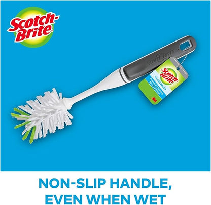 Scotch-Brite Glass and Water Bottle Brush, Long-Lasting,Safe on Glassware,Shaker Bottles,Food Processors & More,Non-Slip Handle, Durable,Reusable,Clean in Top Rack of Your Dishwasher (Pack of 6)