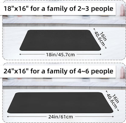 LOPNUR Kitchen Dish Drying Mat, 18"x16" Small Dish Drying Mats for Kitchen Counter, Super Absorbent Dish Drying Pad, Diatomite Coffee Mat Heat Resistant Mat with Anti-slip Rubber Backed, Black