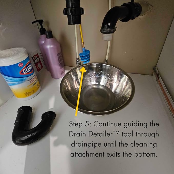 Drain Cleaining Tool for Sinks - Sink Drain Cleaner Helps Clear Clogs, Hair, Buildup, Sludge, Gunk - Better, Safer, Cleaner Unclogger than Chemicals, Liquids, Bladders, Barbed Tools, and Snakes
