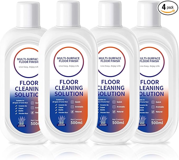 Floor Cleaning Solution for Tineco/Roborock Wet Dry Vacuum Mops and All Mopping Robot Vacuums, Residue & Streak Free,Multi-Surface Cleaner Liquid Refill (4 Bottle Pack),Lavender Scent