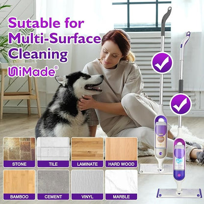 UNIMADE Reusable Mop Pads for Swiffer PowerMop, 8 Pack Microfiber Mop Pad Refill with Scrubber Strips for 13''-15'' SprayMop, Washable Mop Pads Use for Most Floor Types, Designed for Pets - Green