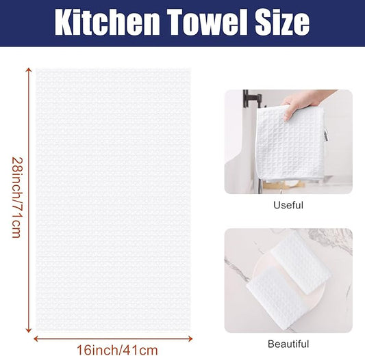 Homaxy Microfiber Waffle Weave Kitchen Towels, 16 x 28 Inch Ultra Absorbent and Solid Color Dish Towels, 8 Pack, White