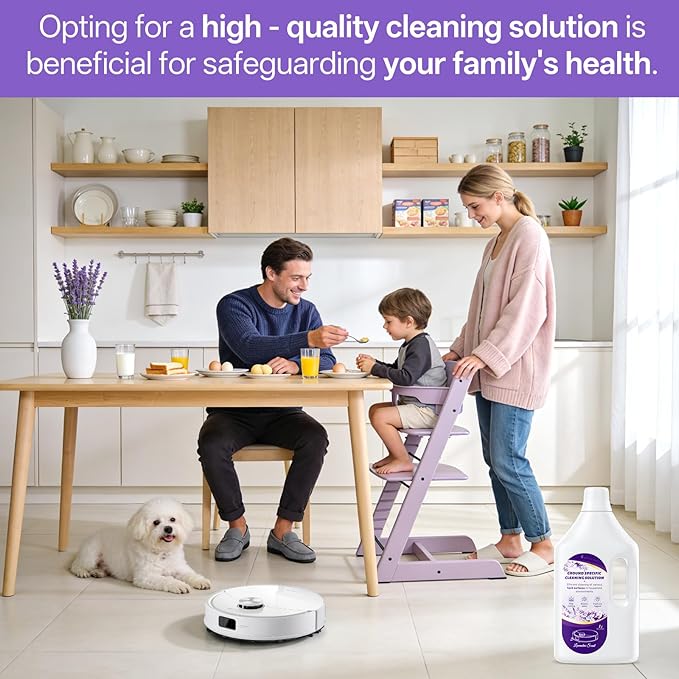 Floor Cleaning Solution Lavender Scent, Compatible with Roborock Cleaning Solution Quick Drying Without Residue Suitable for All Robot Vacuums and Wet Dry Dual-Use Vacuum Cleaners (2.5 L, Lavender)