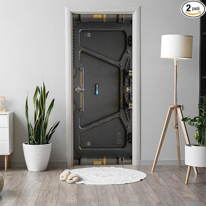 Alwayspon 30x78.7inch Scientific Gate Self-Adhesive Door Stickers Murals Decals, Art Vinyl Peel and Stick Removable Door Poster Wallpaper for Bedroom Home Decor