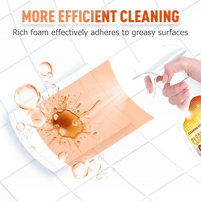Heavy Duty Degreaser, 2025 Upgrade Kitchen Cleaner, Multipurpose Oil Stain Remover, Strong Grill Cleaner for Restaurant, Cleaning Spray for Home Chefs (3)