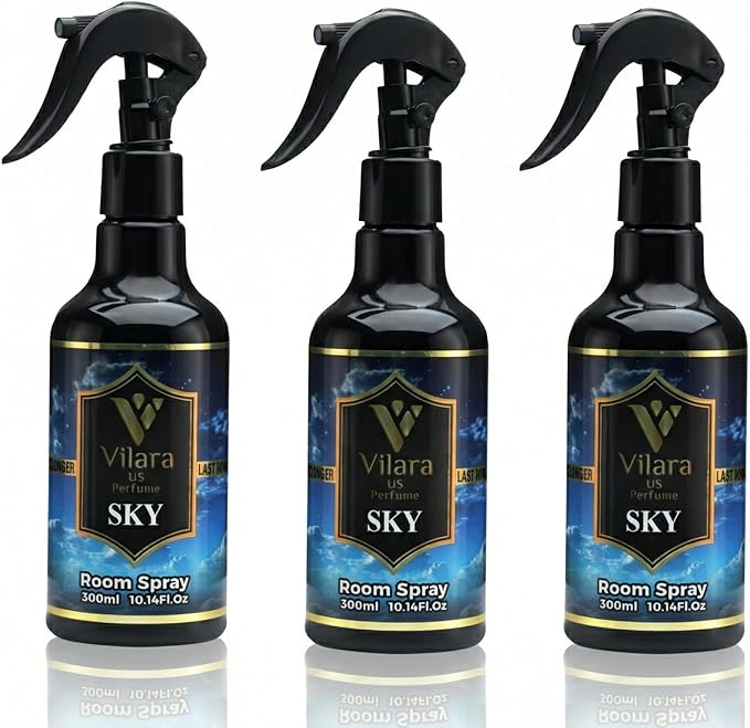 Room Spray Air Freshener –Odor Eliminator Spray for Home, Bathroom & Office – Long Lasting Floral Mist Deodorizer, Non-Toxic Natural Air Spray for Bedding 300ml (3 Sky)
