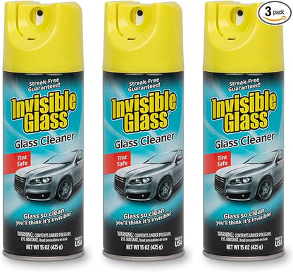 Invisible Glass 91163-3PK Premium Aerosol Glass Cleaner Spray for Car Windshields and Windows, Automotive and Home Window Cleaner, Streak-Free, Ammonia-Free, Tint-Safe – 15 oz (Pack of 3)