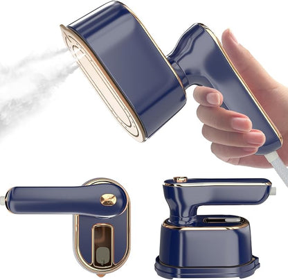 Travel Steamer Iron for Clothes Mini - Portable Ironing Machine Travel Small Size Portable Steamer Travel College Dorm Home Essentials (Blue)