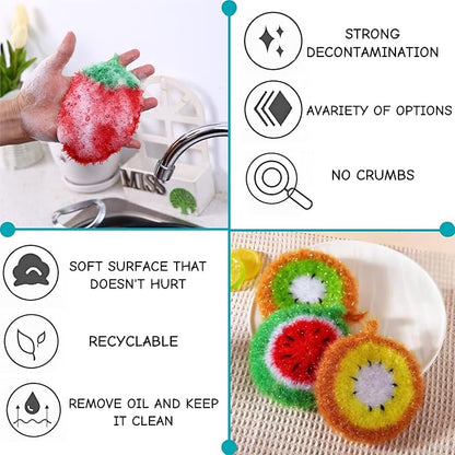 16 Pieces Fruit Dish Scrubber, Non Scratch Dish Washing Sponge, Double Layer Reusable Kitchen Scrubber Cleaning Sponge for Dishwashing, Cleaning Dishes, Cookware Tubs Sinks