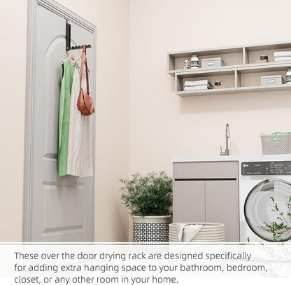 Over The Door Hanger Folding Clothes Drying Rack, Folding Hanging Clothes Rack for Indoor Laundry Room Bathroom Compact Small Space Foldable Portable Over Door Hanging Hook Collapsible