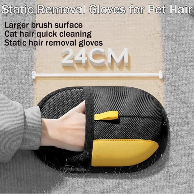 Pet Hair Removal Glove 3 Pack for Dogs & Cats, Reusable Electrostatic Grooming Mitt, 5-Finger Pet Hair Remover for Furniture, Couch, Carpet, Clothes & Car Seat