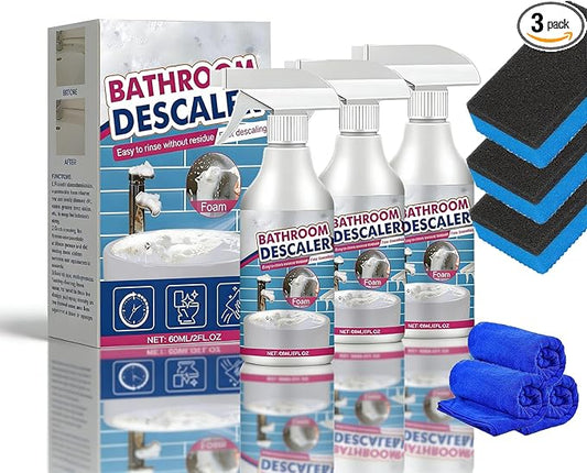 Bathroom Descaler Foam Cleaner - Quickly Dissolves Hard Water Stains,Soap Scum & Limescale,Bathroom Cleaner Spray,Use on Tiles,Shower Glass and Sink Rinse Cleaning Foam (3 PCS)