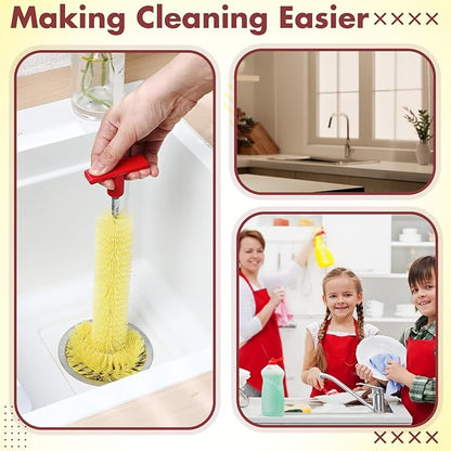 Garbage Disposal Cleaner Sink and Drain Brush Universal Garbage Disposal Cleaner 12'' Long Brush for Kitchen Waste Food(Yellow)