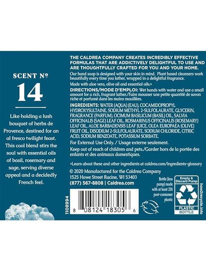Caldrea Hand Wash Soap, Basil Blue Sage Scent, 10.8 Oz