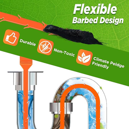 Forlivese 3 Pack 25 Inch Drain Snake,Drain Clog Remover,Sink Snake for Sewer Kitchen Sink Bathroom Tub Toilet Clogged Drains Relief Cleaning Tool