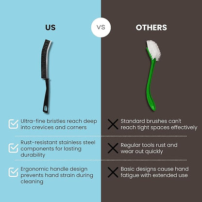 Hard Bristle Crevice Cleaning Brush - Small Scrub Brush for Toilet, Grout, Shower Tile, and Narrow Gaps - Durable Grout Brush with PET Bristles, Ergonomic Handle, Easy Storage - 1 Pack