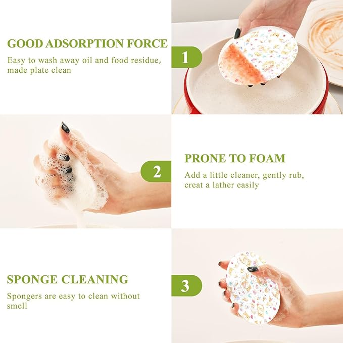 Cute Hamsters Kitchen Scrub Sponges, Pop-up Kitchen Cleaning Sponges Reusable Dish Washing Sponges for Bathroom Household Cleaning 3 Pack - Non Scratch Scrubber