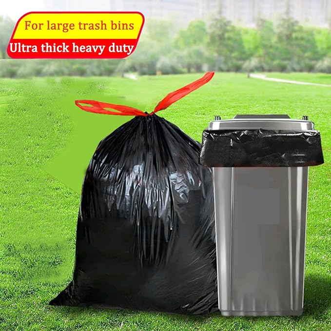 Thick Heavy Duty Plastic 20-30 Gallon Drawstring Trash Bags,Fit 21,23,25 Gal trash can, for tall kitchen Home Office outdoor courtyard 31x35 Inches (23 Gallon Drawstring Trash Bags)
