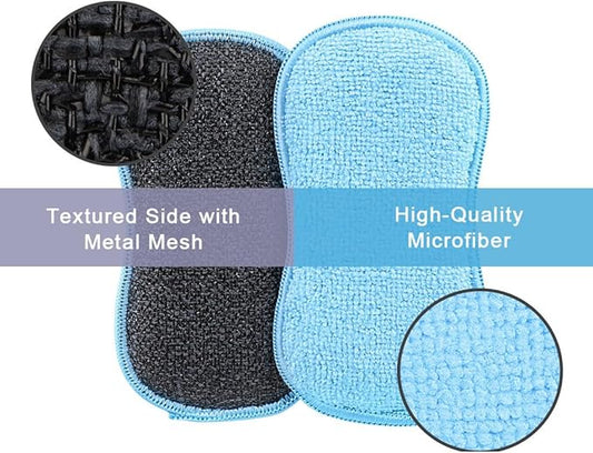 HOMEXCEL 6 Pack Multi-Purpose Scrub Sponges Kitchen, Dish Sponge, Non-Scratch Microfiber Sponge for Efficiently Cleaning Dishes, Pots, and Pans (Multicolor)