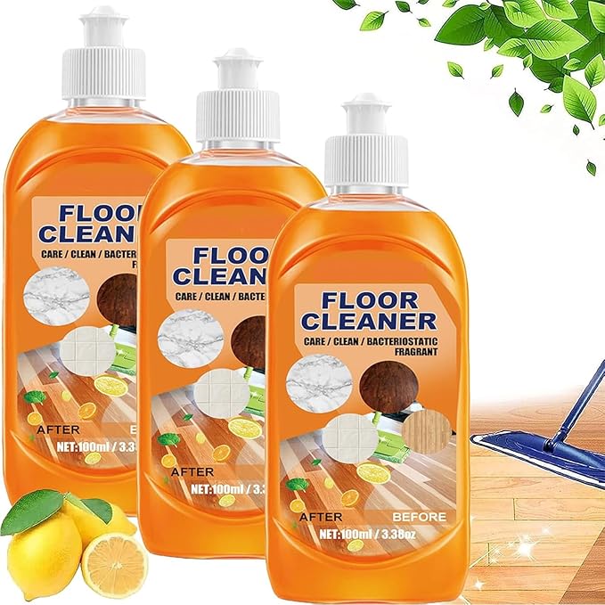 Floor Cleaner, Powerful Decontamination Floor Cleaner, Orange Floor Cleaner, Multipurpose Floor Cleaner Liquid for Wood Floor, Ceramic Tile (3PC)