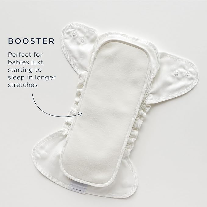 Esembly Ultra Absorbent Overnight Hemp Cloth Diaper Booster Inserts with Stay-Dry Fleece – Reusable Nighttime Doublers for Heavy Wetters – Size 1, 1 Set (1 Contours and 1 Boosters)
