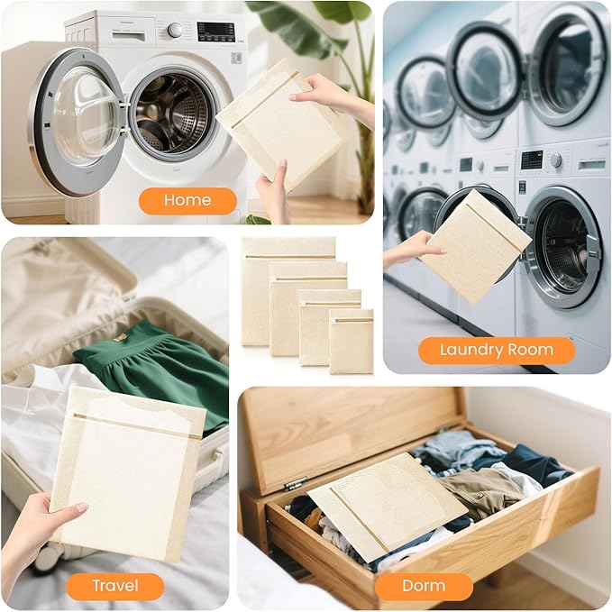 ABRRLO 4Pcs Large Cotton Mesh Laundry Bags for Delicates,Breathable Mesh Garment Bag for Washing Machine,Travel Wash Bags with Zipper for Bras,Underwear,Socks,Clothes,Laundry Dorm Room Essentials(XL)