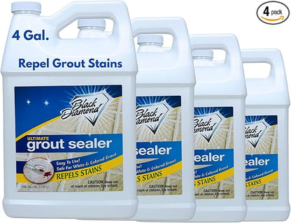 ULTIMATE GROUT SEALER – Professional Strength Tile, Stone & Grout Protection for Showers, Floors & Backsplashes | Easy-Clean, Stain & Moisture Repellent – Low Odor Contractor Grade (4 Gal)