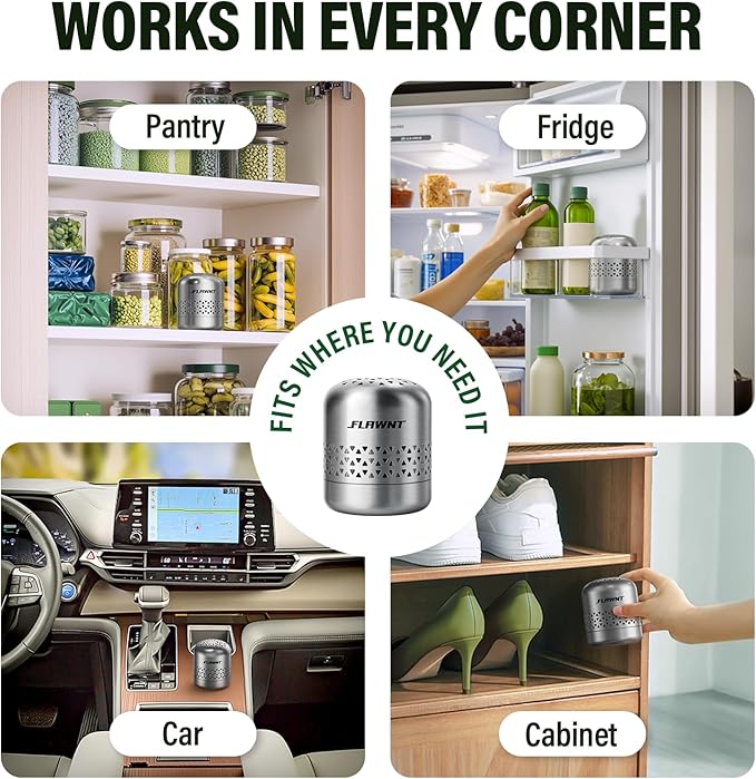 Fridge Deodorizer, 10-Year Odor Eliminator for Refrigerator & Freezer, No Baking Soda Needed, Long-Lasting Refrigerator Odor Eliminator, Neutralizes Food Smells, Space-Saving Kitchen Gadget