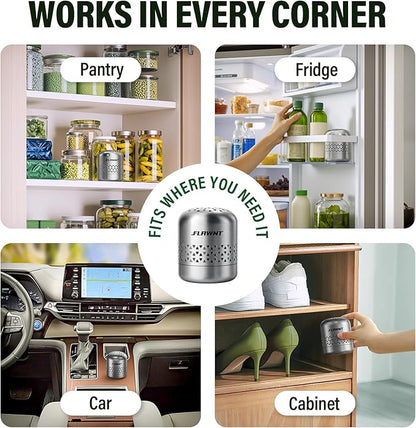 Fridge Deodorizer, 10-Year Odor Eliminator for Refrigerator & Freezer, No Baking Soda Needed, Long-Lasting Refrigerator Odor Eliminator, Neutralizes Food Smells, Space-Saving Kitchen Gadget